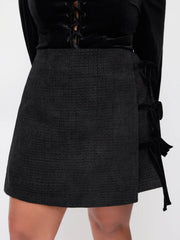 Tweed Mid Rise Bowknot Mini Skirt Curve & Plus
