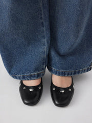 STUDDED CHUNKY HEELED MARY JANE SHOES