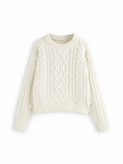 Cable Knit Wool-blend Long Sleeve Oversized Top