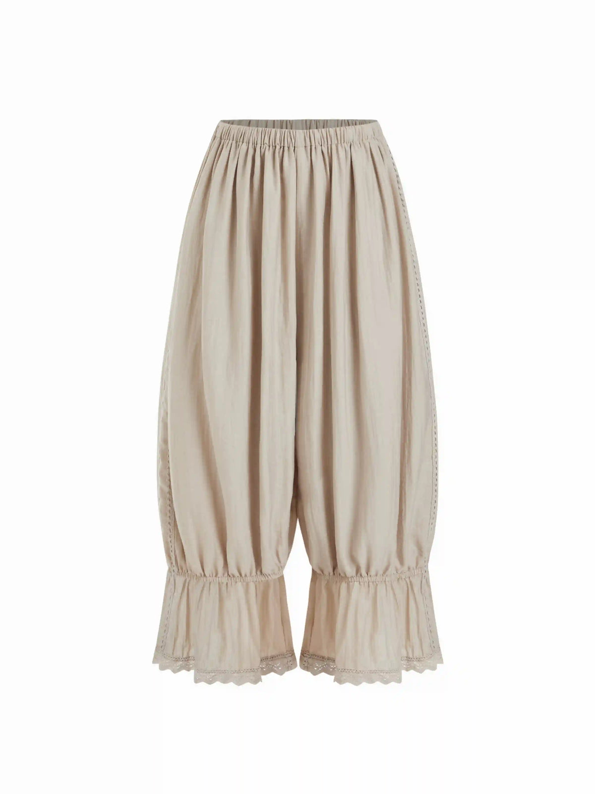 Low Rise Lace Ruffled Oversized Barrel-leg Trousers