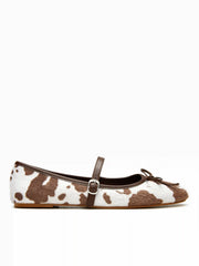 COWHIDE PRINT BOWKNOT DECOR  MARY JANES