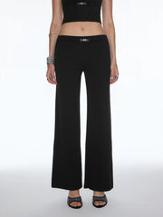 Cotton-blend Low Rise Metal Detail Wide Leg Trousers