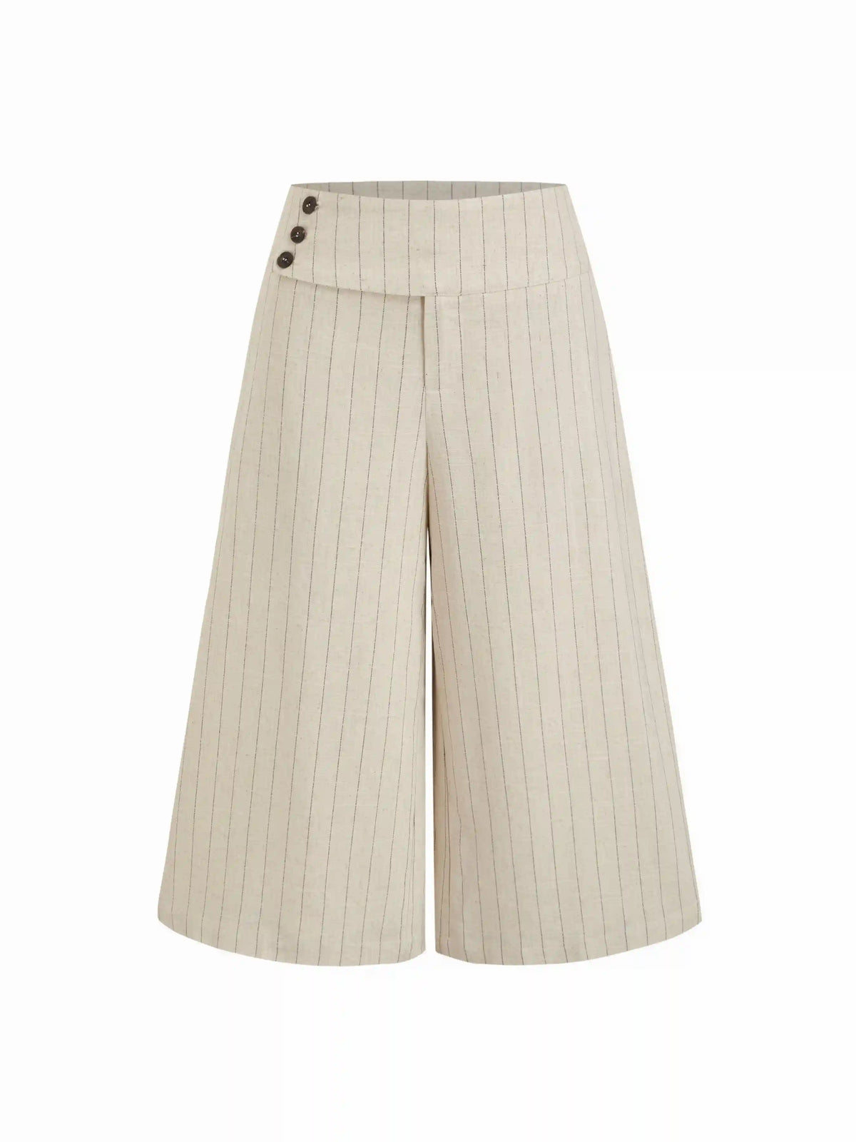 Linen-blend Low Rise Stripe Wide Leg Capris