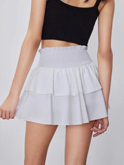 Shirred Ruffle Tiered Skort