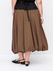 Ruched Bubble Hem Mid Rise Oversized Midi Skirt Curve & Plus