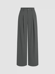Cropped & Pleated Wide Leg Trousers