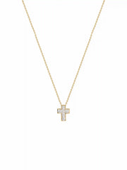 STAINLESS STEEL RHINESTONE DECOR CROSS NECKLACE