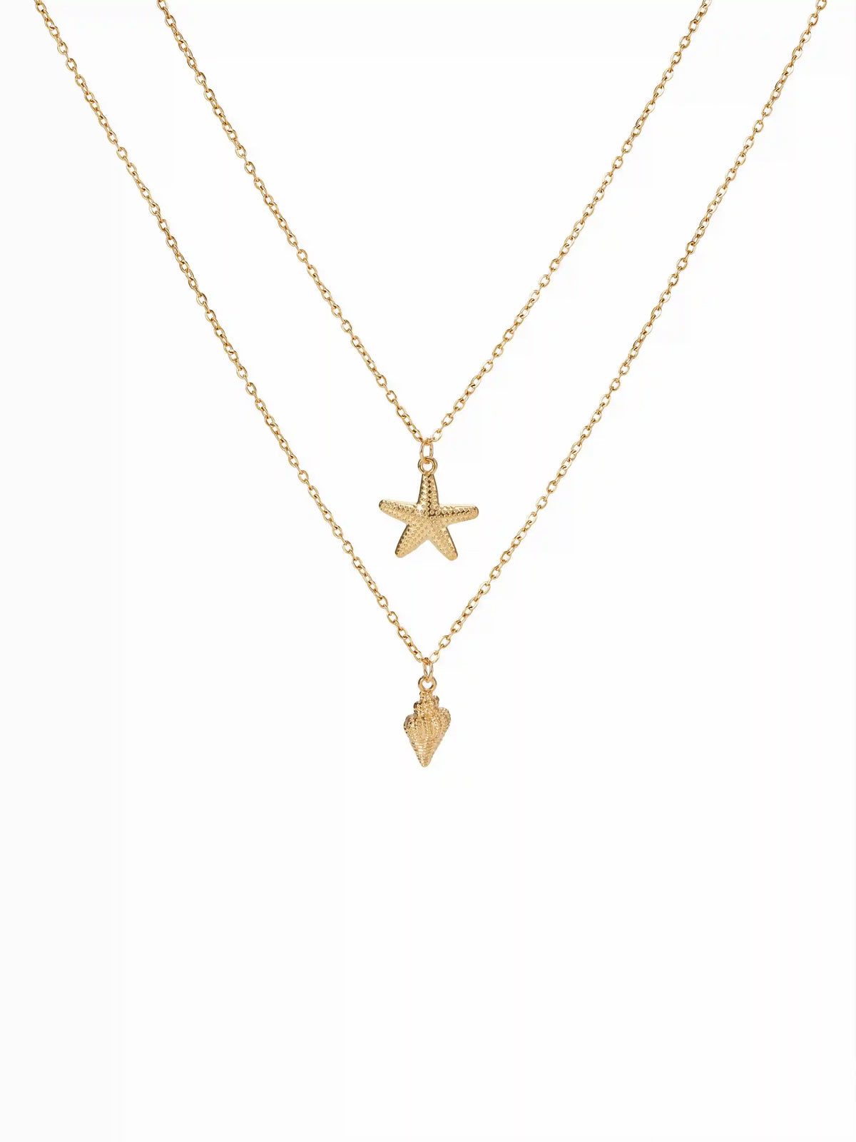 STARFISH & SHELL LAYERED NECKLACE