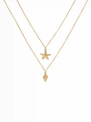 STARFISH & SHELL LAYERED NECKLACE