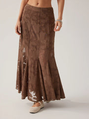 Jacquard Mid Rise Mermaid Maxi Skirt