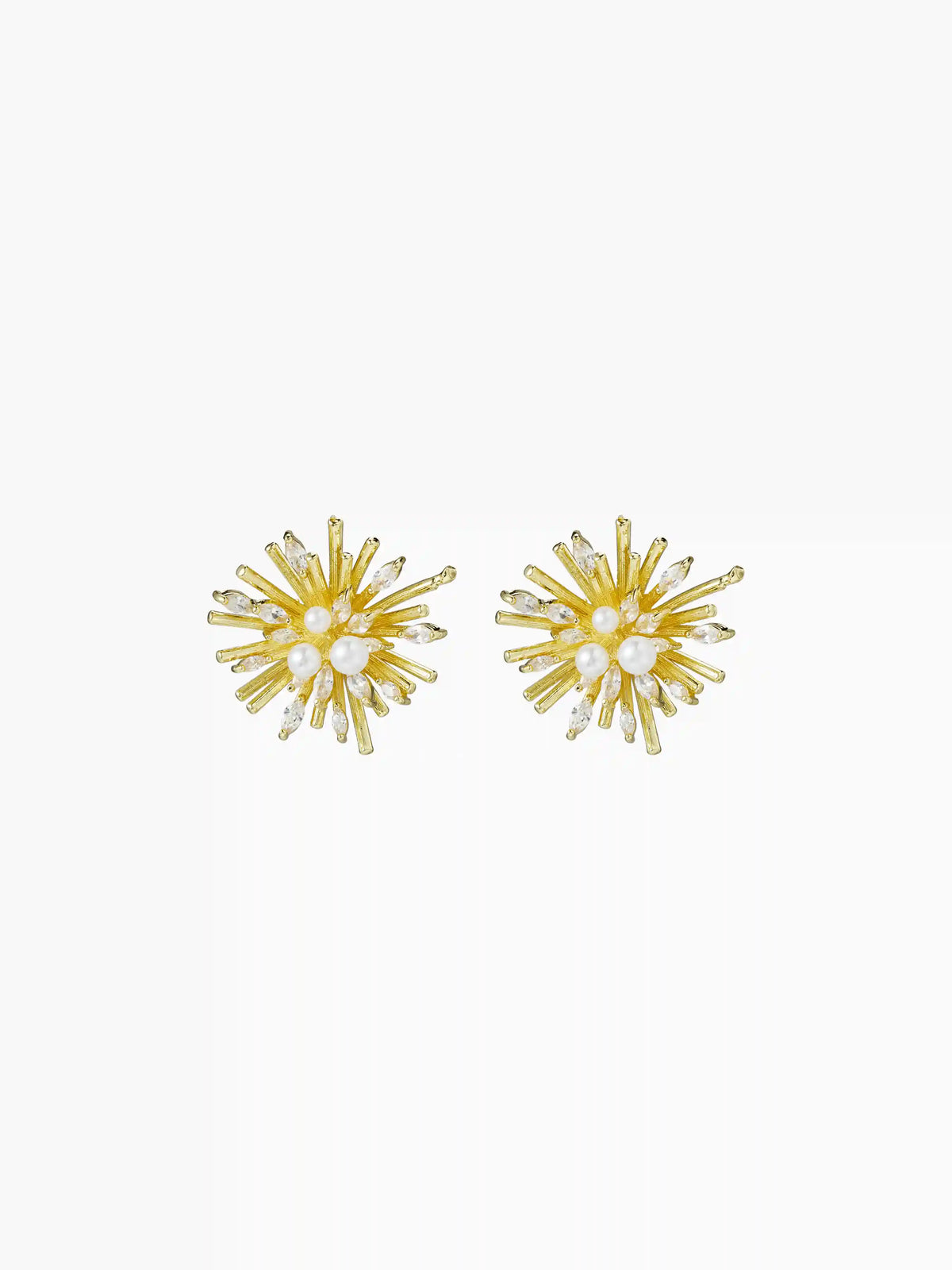 FLOWER & ZIRCON STUD EARRINGS