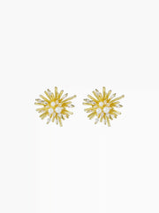 FLOWER & ZIRCON STUD EARRINGS