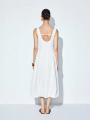 Scoop Neck Draped Bubble Hem Maxi Dress