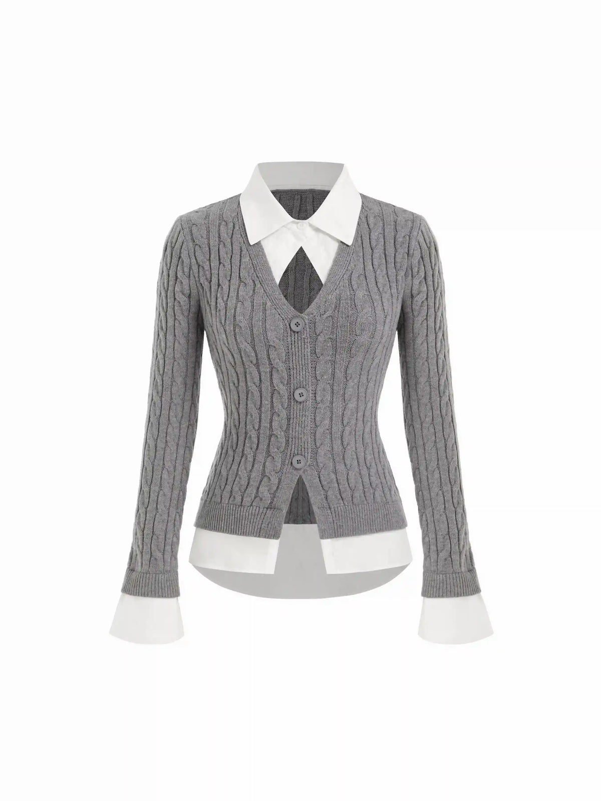 Cable Knit Two Tone Cardigan