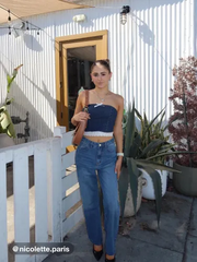 Petite Denim Solid Straight Leg Jeans