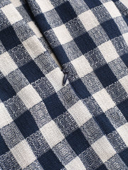 Square Neck Rosette Check Split Mini Dress