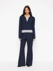 Mid Rise Pocket Flared Trousers