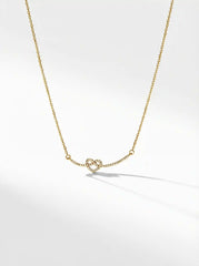 18K GOLD PLATED STAINLESS STEEL HEART SHAPED RHINESTONE NECKLACE