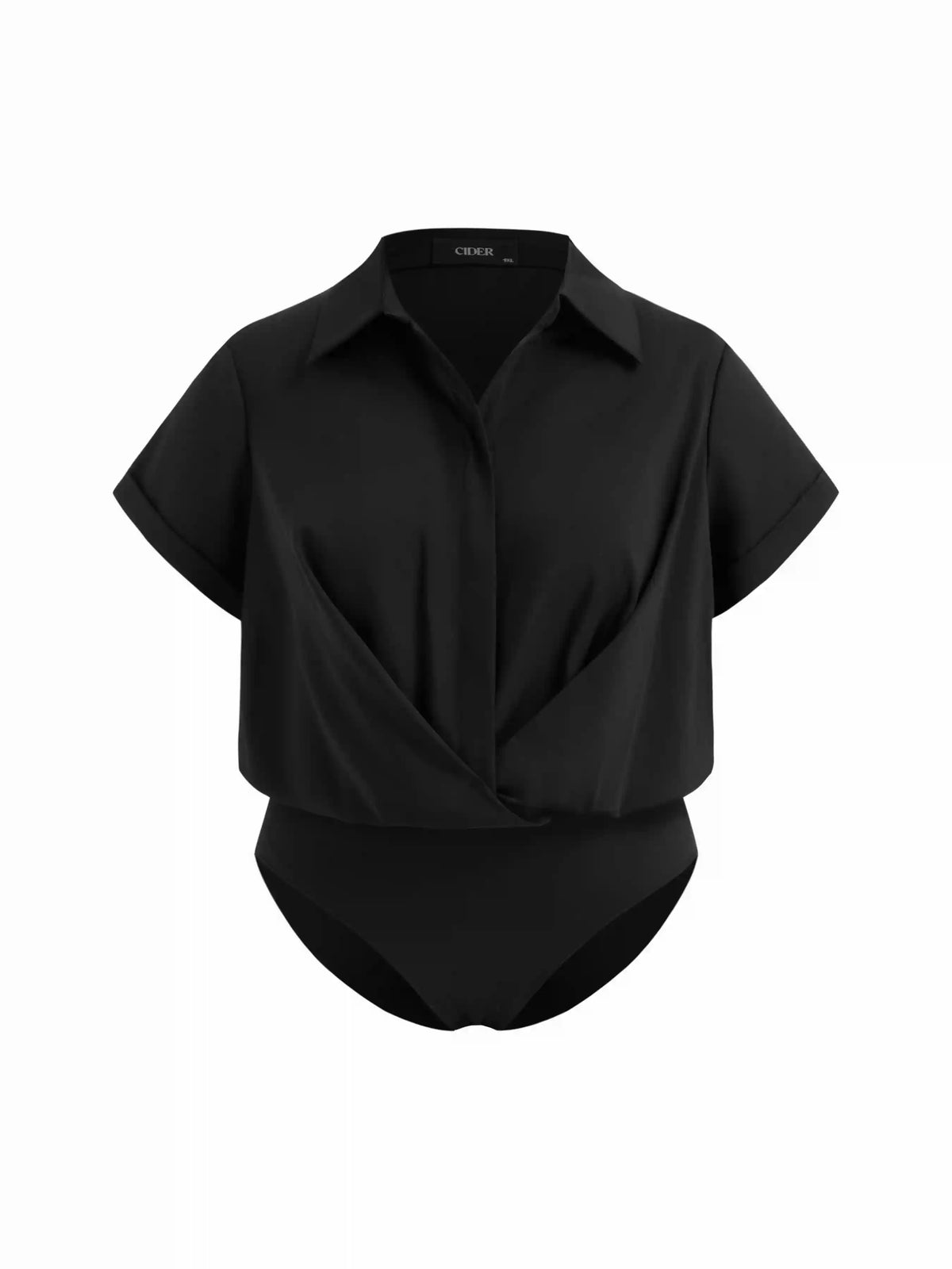 Collar Twist Oversized Shirt Bodysuit Curve & Plus