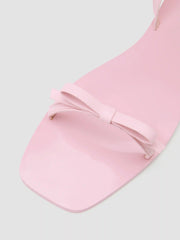 BOW & ADJUSTABLE STRAP FAUX LEATHER FLAT SANDALS