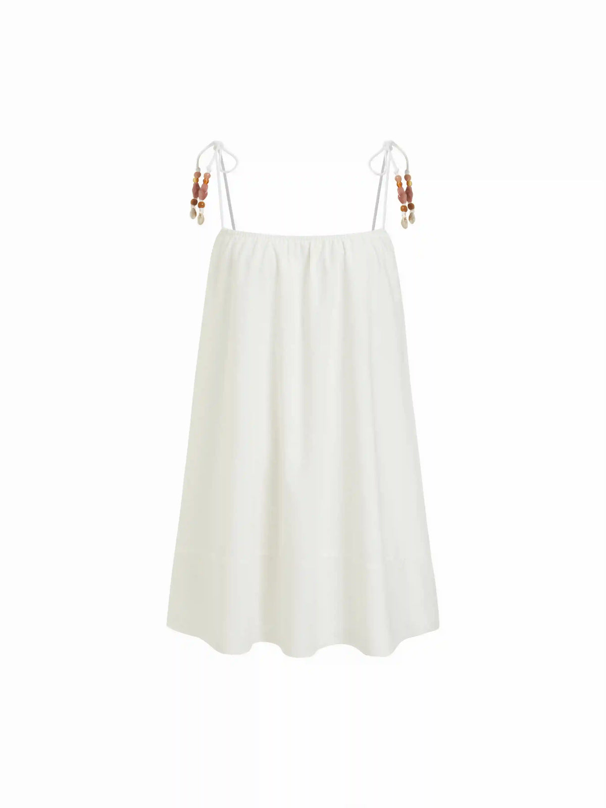 Linen-blend Beaded Knotted Cami Mini Dress