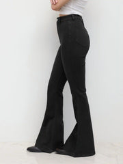 Washed Denim High Rise Flared Jeans