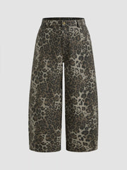 Cider Denim Mid Rise Leopard Pocket Barrel-leg Jeans Curve & Plus