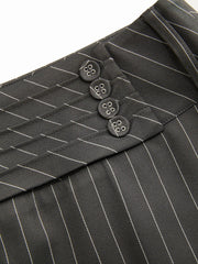 Low Rise Striped Button Detail A-line Mini Skirt