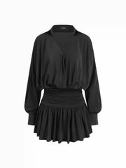 Ruched Batwing Sleeve A-line Mini Dress