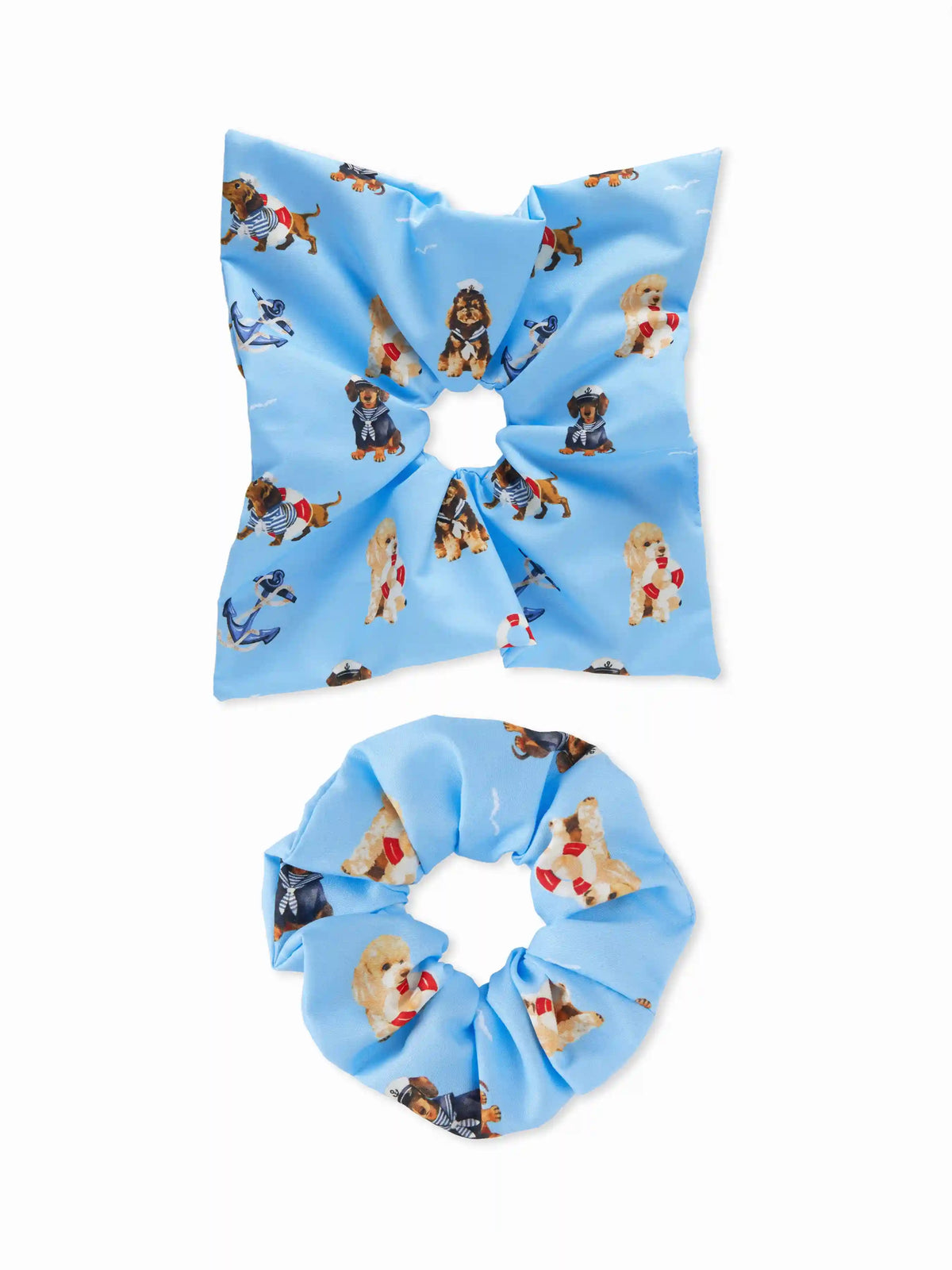 2PCS DOG & SHELL GRAPHIC SCRUNCHIE SET