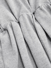 Hooded Drawstring Pleated Sweatshirt Mini Dress
