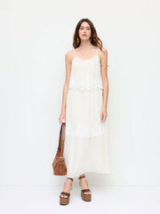 Chiffon U-neckline Sleeveless Lace Straight Maxi Dress