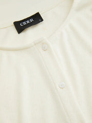 Round Neckline Button Juliette Sleeve Top