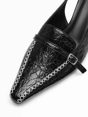 POINTED TOE BUCKLE  KITTEN HEELS