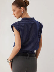 Jersey Striped V-Neck Sleeveless Top
