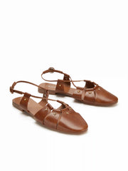 STUDDED ADJUSTABLE STRAP SLINGBACK FLATS