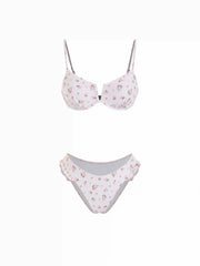Sweetheart Underwire Floral Ruffle Bikini Set