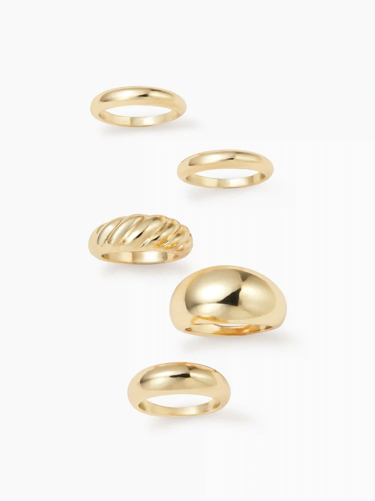 5PCS TWISTED & CROISSANT  RING SET