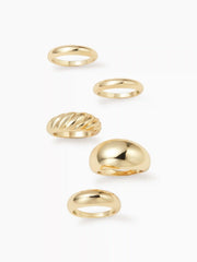 5PCS TWISTED & CROISSANT  RING SET