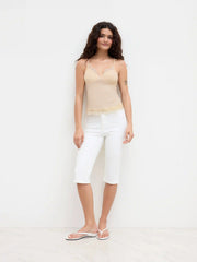 V-neck Contrasting Lace Tie Back Cami Top