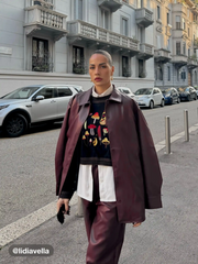 Faux Leather Collar Solid Button Jacket With Belt