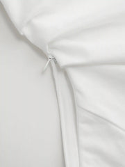 Cotton-blend Boat Neck Long Sleeve Ruched Asymmetrical Hem Tee
