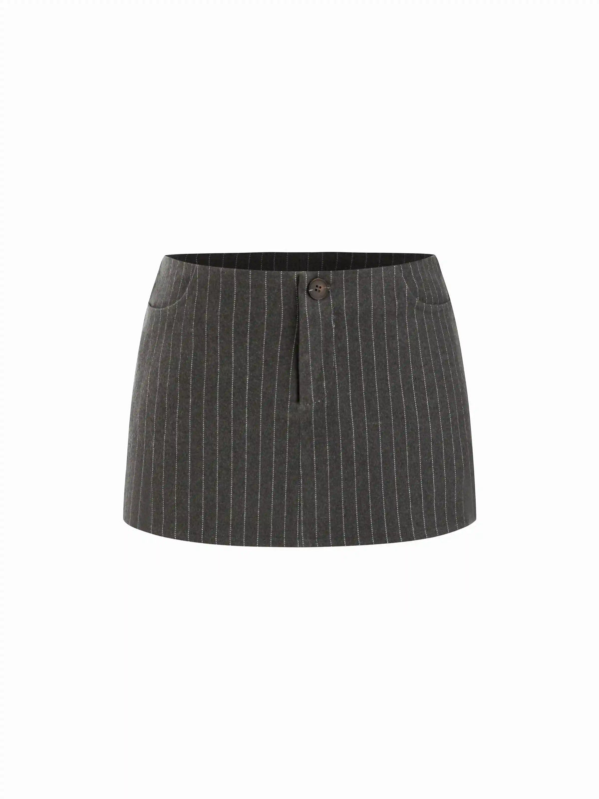 Low Rise Striped Button Mini Skort