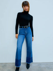 Solid High Neck Jersey Long Sleeve Tee