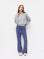Cotton-blend Asymmetrical Collar Long Sleeve Cinched Waist Sweatshirt