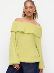 Knit Off-shoulder Long Sleeve Top