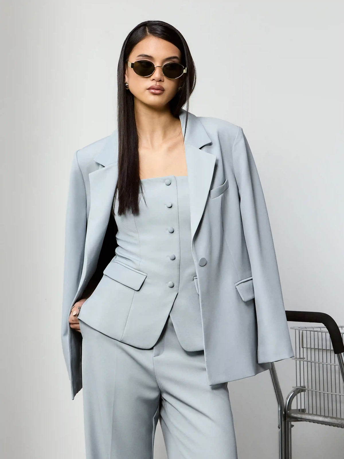 Notched Collar Oversized Blazer