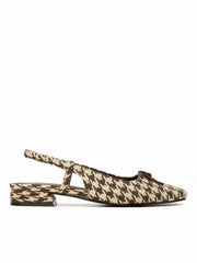 HOUNDSTOOTH & BOWKNOT SLINGBACK FLATS