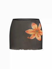 Sweetheart Floral Knotted Bikini Set With Beach Skirt Curve & Plus