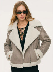 Faux Sherpa Oversized Biker Jacket